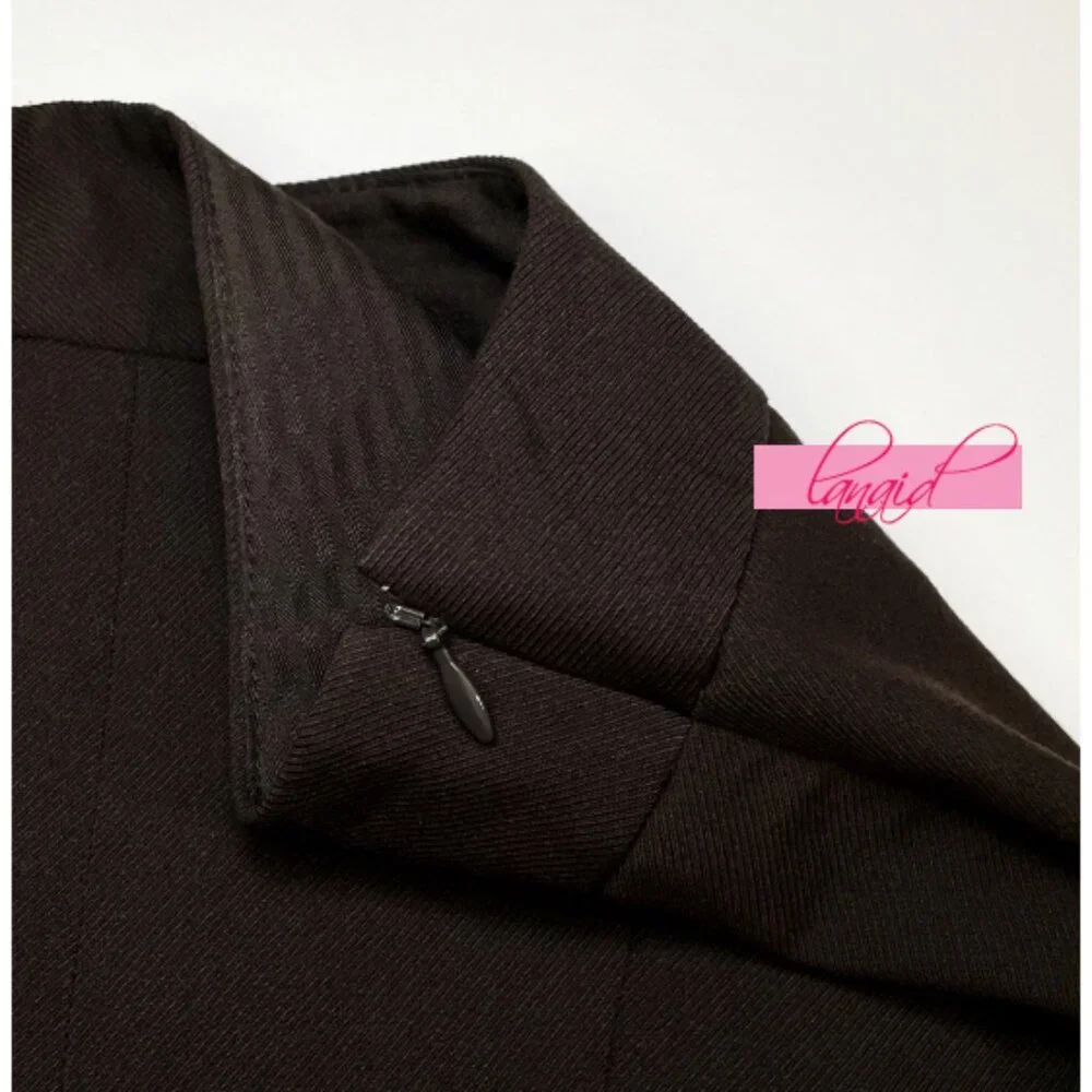 Limited Dark Chocolate Brown Seamed Back Slit Knee Pencil Lined Skirt Career 2